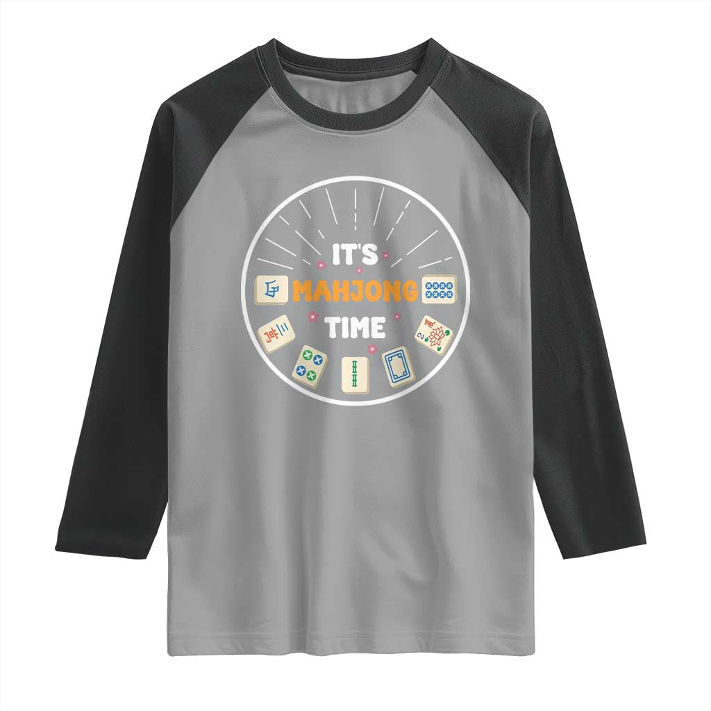 It Is Mahjong Time Raglan Shirt Gambling Chinese Gift - Wonder Print Shop