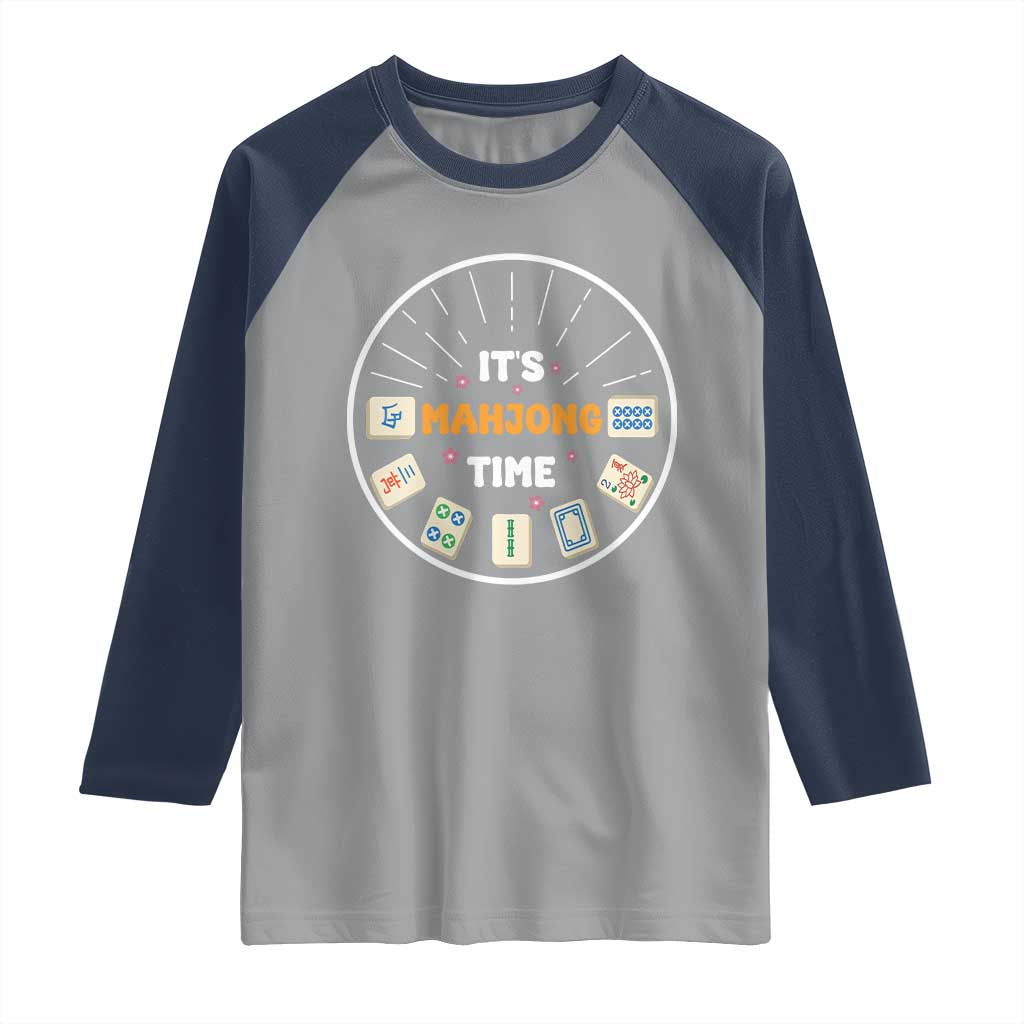 It Is Mahjong Time Raglan Shirt Gambling Chinese Gift - Wonder Print Shop