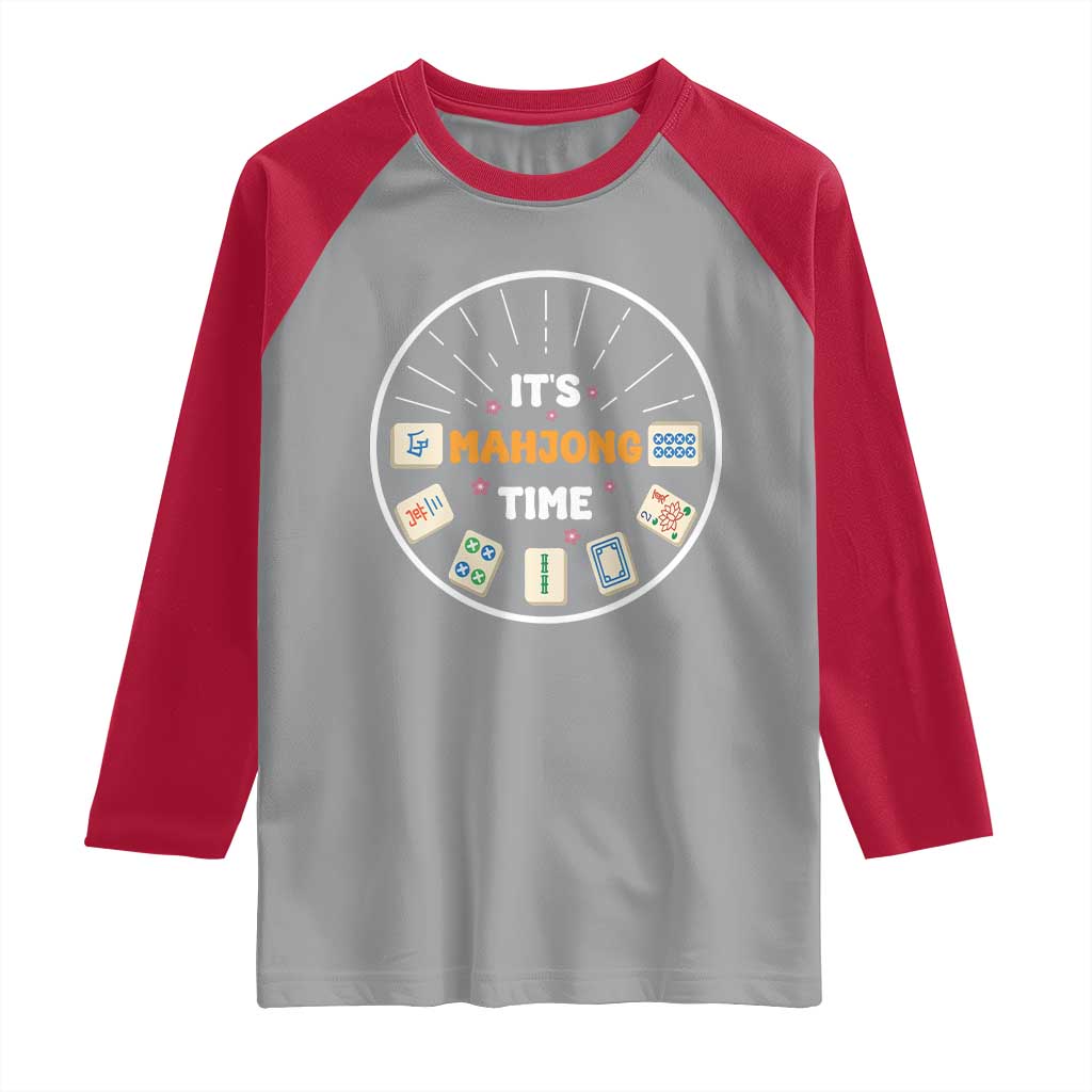 It Is Mahjong Time Raglan Shirt Gambling Chinese Gift - Wonder Print Shop