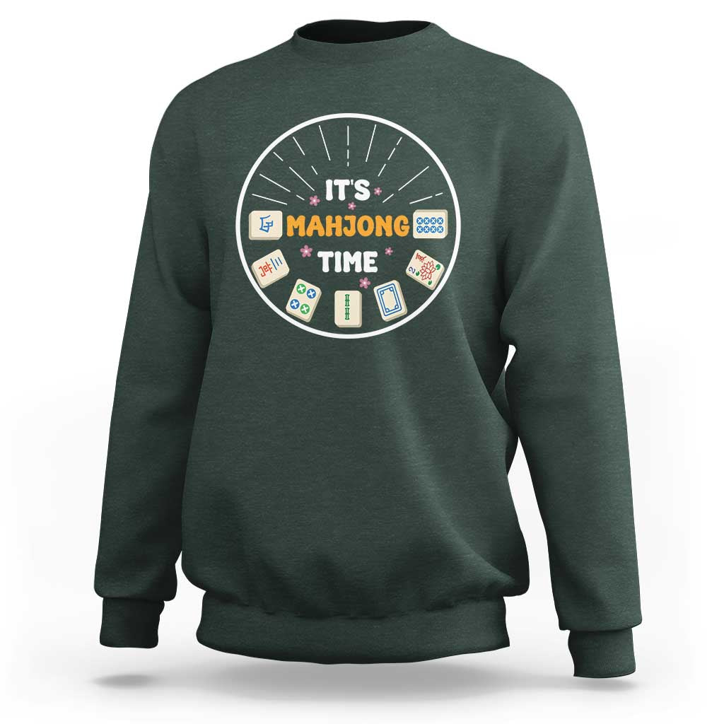 It Is Mahjong Time Sweatshirt Gambling Chinese Gift - Wonder Print Shop