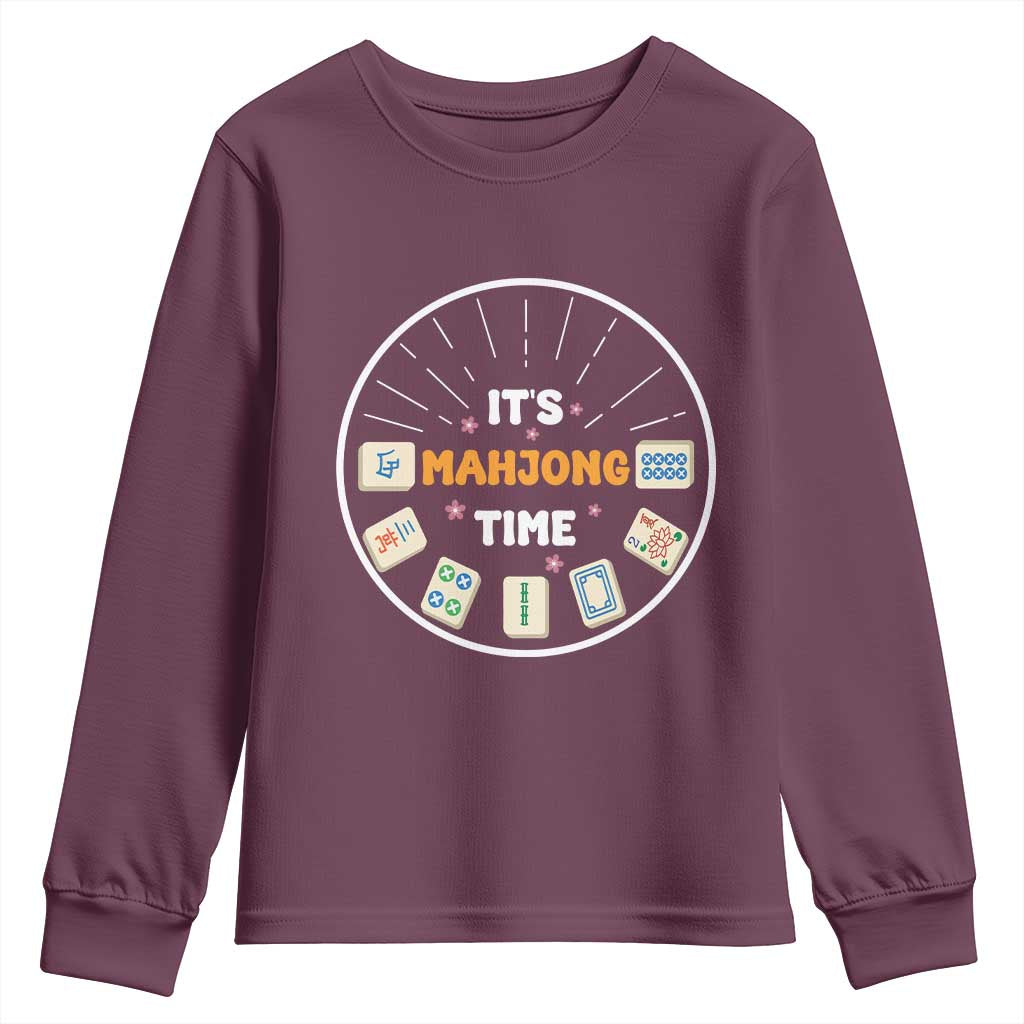 It Is Mahjong Time Youth Sweatshirt Gambling Chinese Gift - Wonder Print Shop