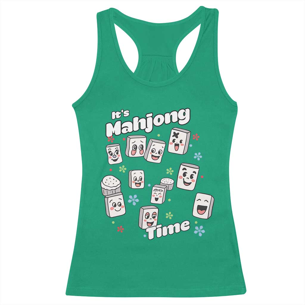 It Is Mahjong Time Racerback Tank Top Mahjong Lover Gift - Wonder Print Shop