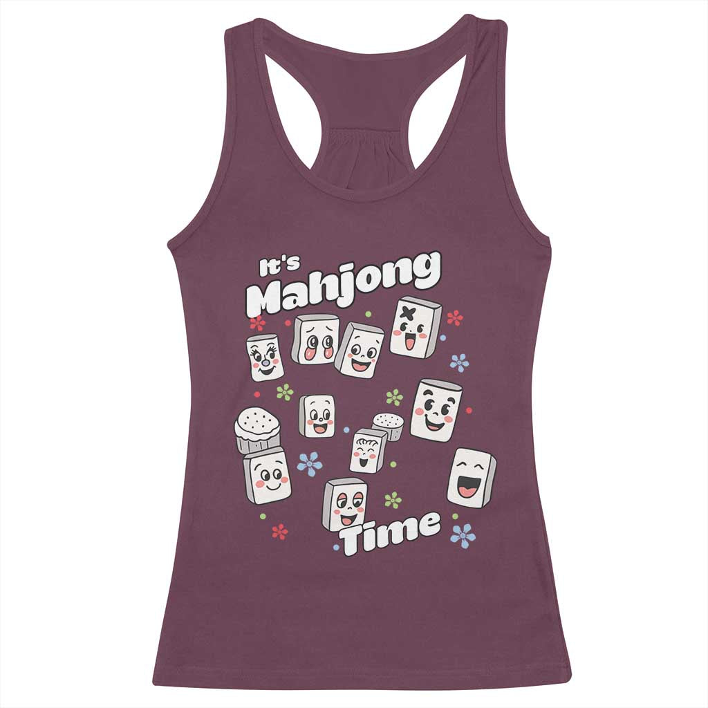 It Is Mahjong Time Racerback Tank Top Mahjong Lover Gift - Wonder Print Shop
