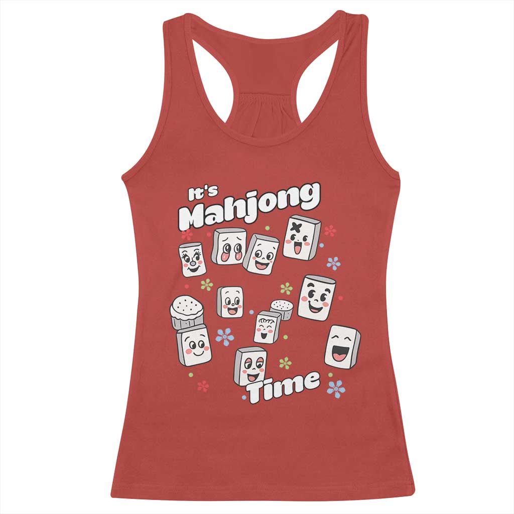 It Is Mahjong Time Racerback Tank Top Mahjong Lover Gift - Wonder Print Shop