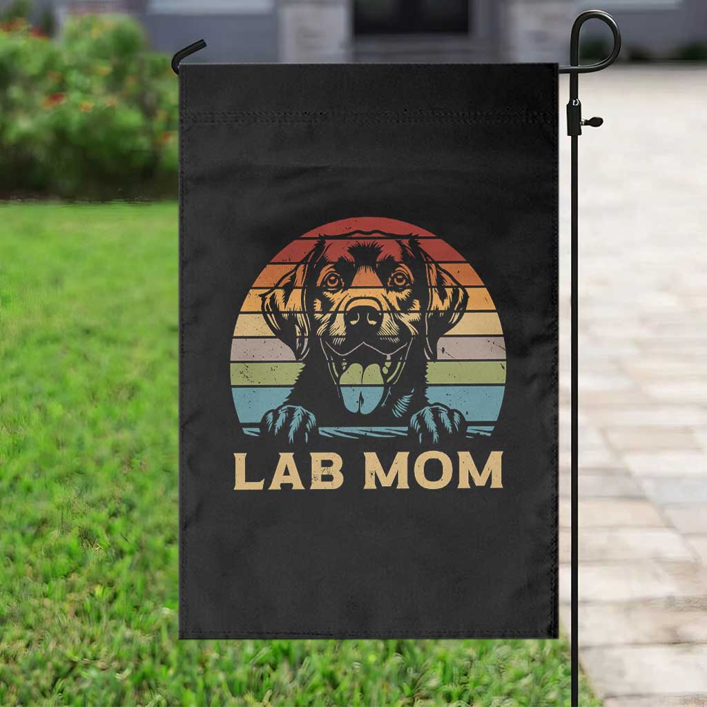 Lab Mom Garden Flag Retro Sunset Dog Mom Gift - Wonder Print Shop