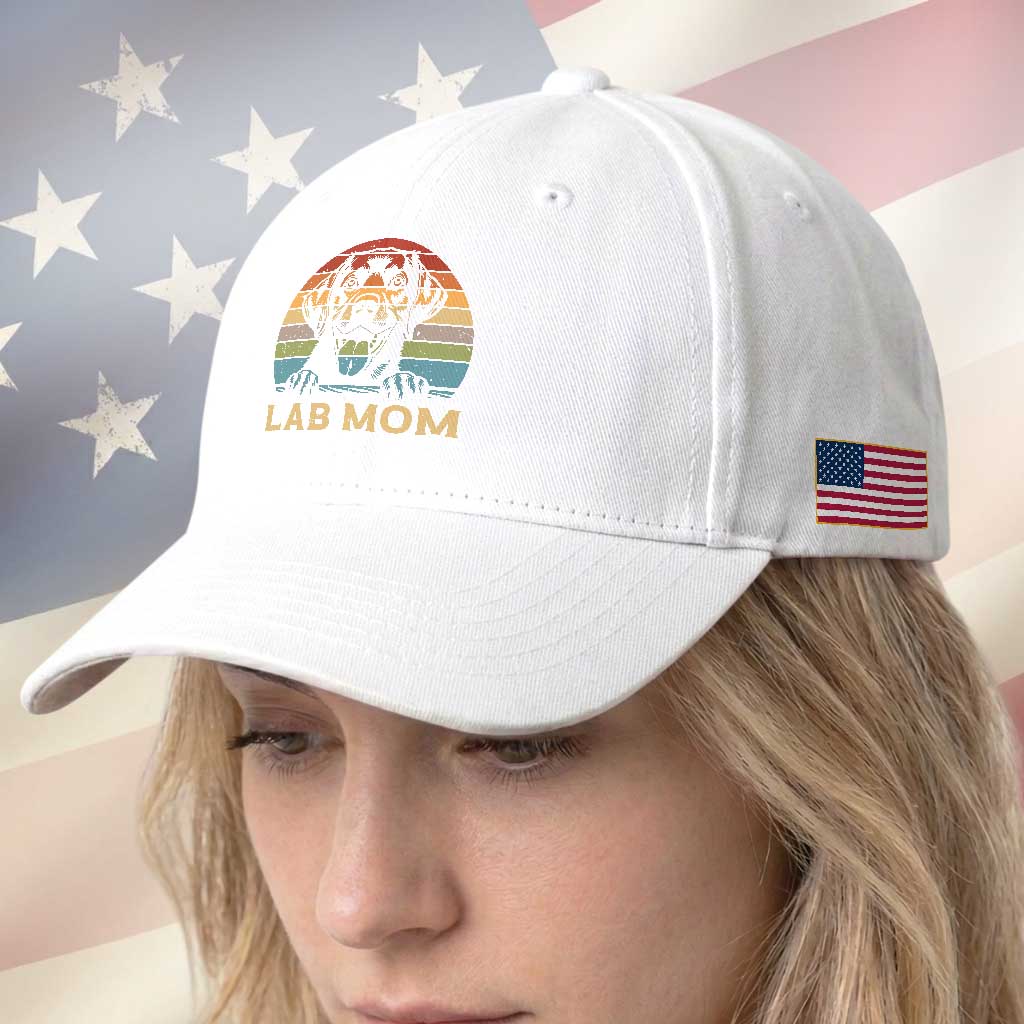 Lab Mom Baseball Cap Retro Sunset Dog Mom Gift