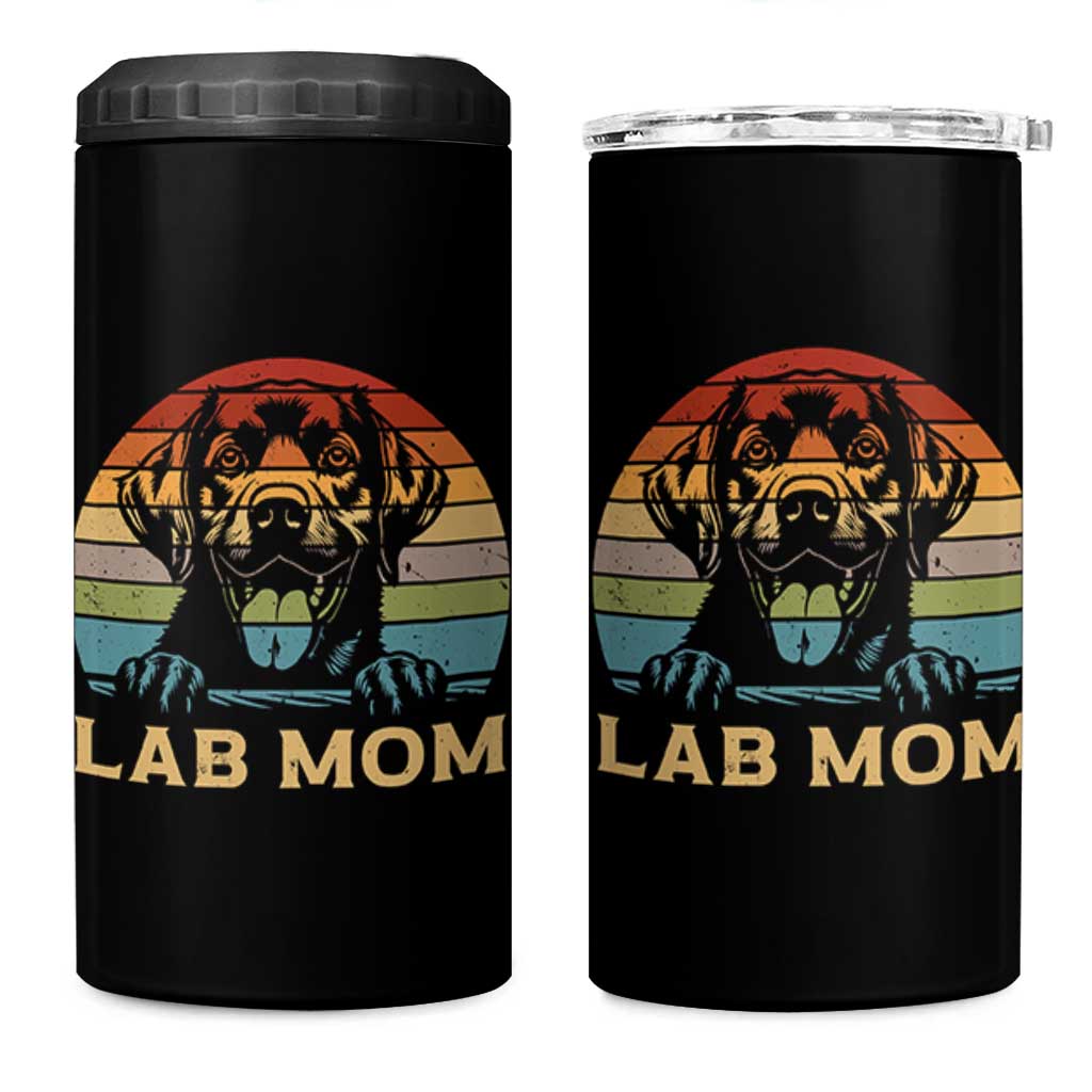 Lab Mom 4 in 1 Can Cooler Tumbler Retro Sunset Dog Mom Gift - Wonder Print Shop