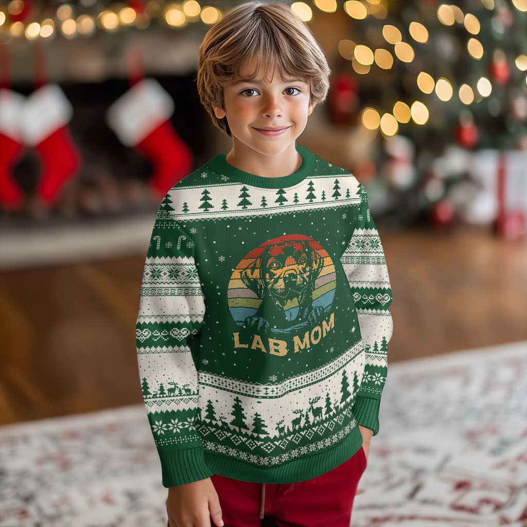 Lab Mom Ugly Christmas Sweater Retro Sunset Dog Mom Gift - Wonder Print Shop