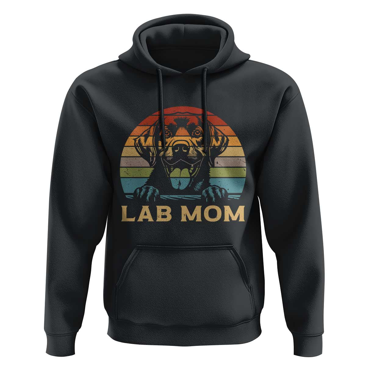 Lab Mom Hoodie Retro Sunset Dog Mom Gift - Wonder Print Shop
