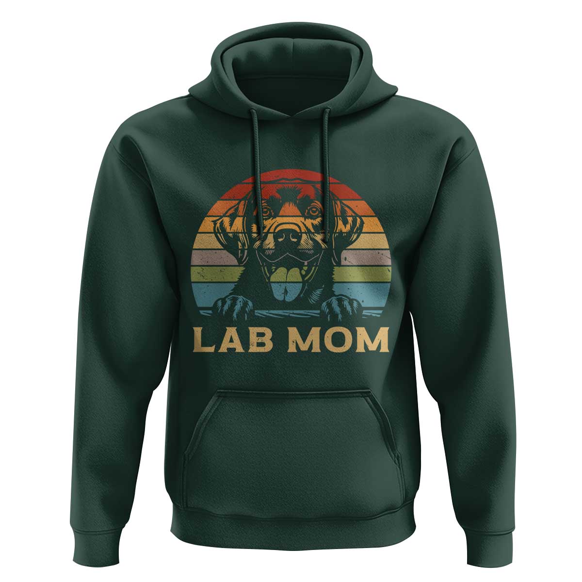 Lab Mom Hoodie Retro Sunset Dog Mom Gift - Wonder Print Shop