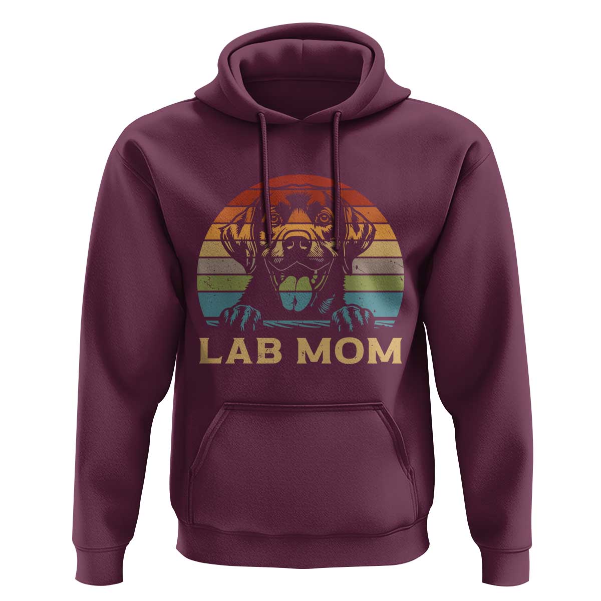 Lab Mom Hoodie Retro Sunset Dog Mom Gift - Wonder Print Shop