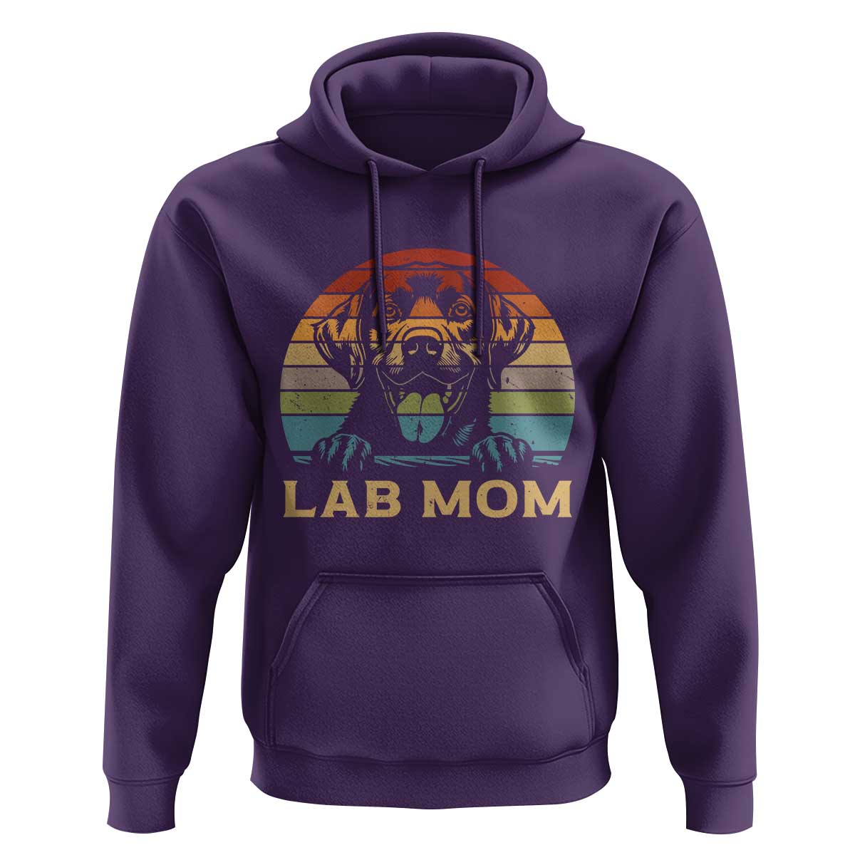 Lab Mom Hoodie Retro Sunset Dog Mom Gift - Wonder Print Shop