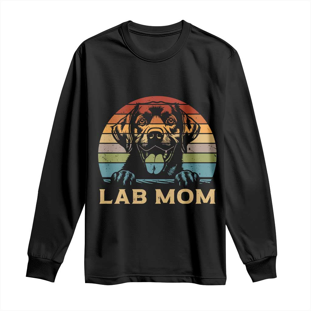 Lab Mom Long Sleeve Shirt Retro Sunset Dog Mom Gift - Wonder Print Shop