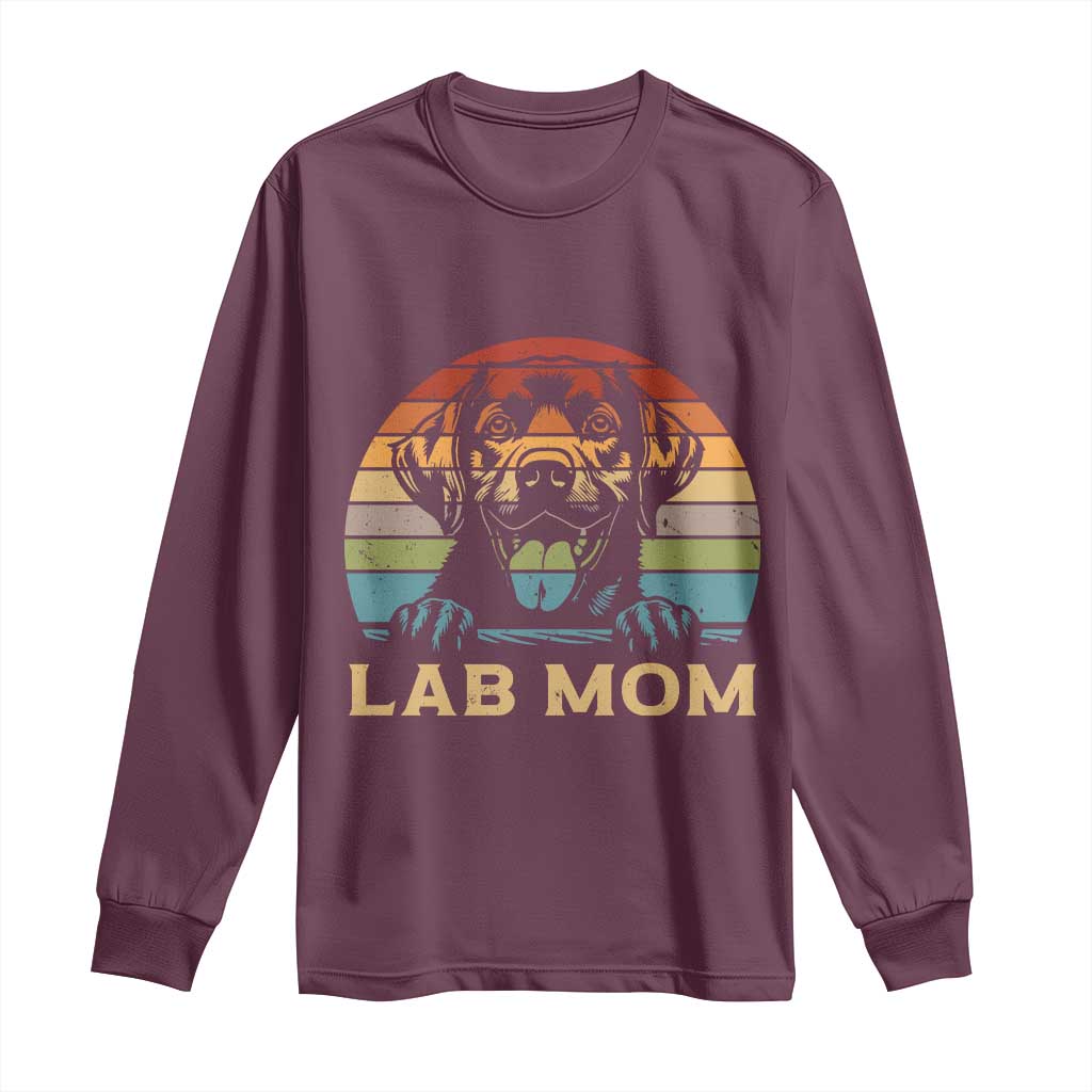 Lab Mom Long Sleeve Shirt Retro Sunset Dog Mom Gift - Wonder Print Shop