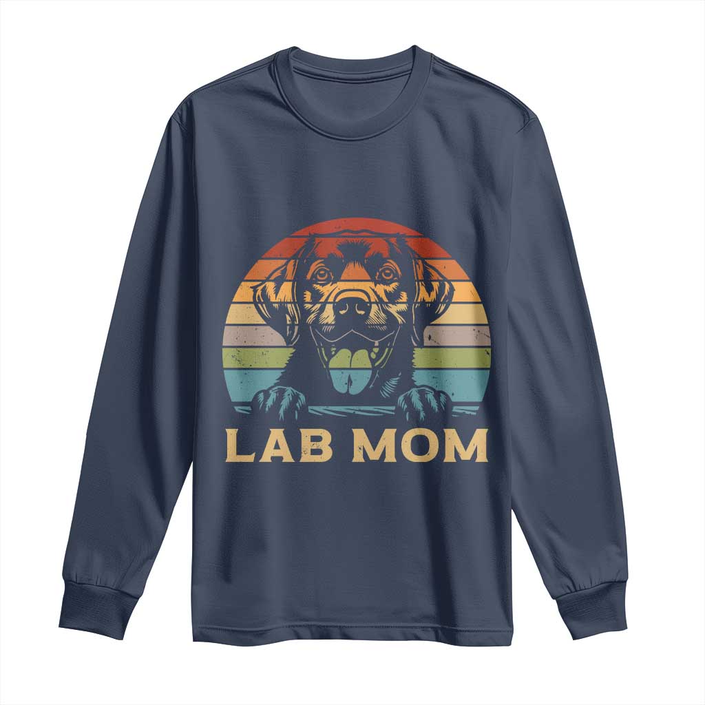 Lab Mom Long Sleeve Shirt Retro Sunset Dog Mom Gift - Wonder Print Shop