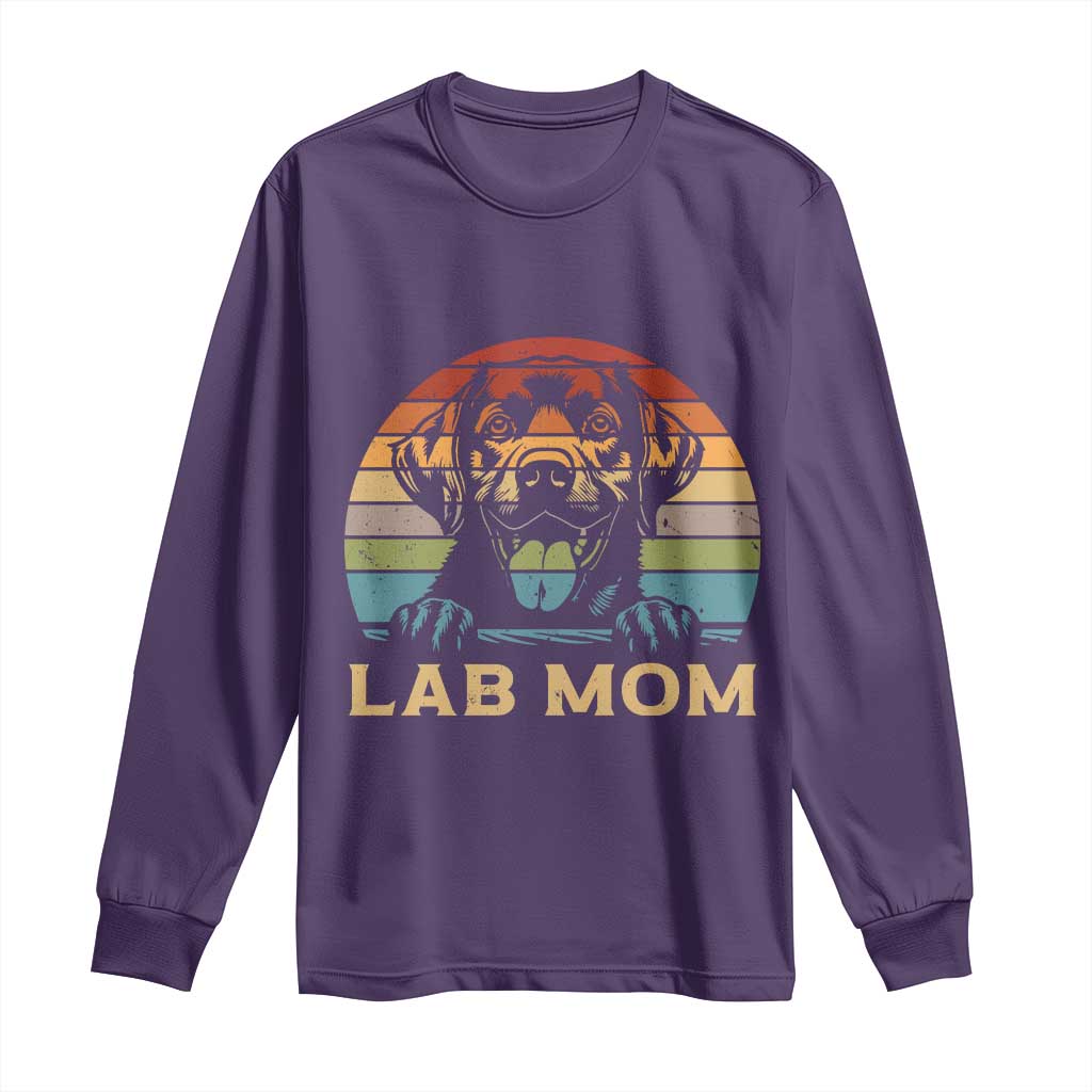 Lab Mom Long Sleeve Shirt Retro Sunset Dog Mom Gift - Wonder Print Shop