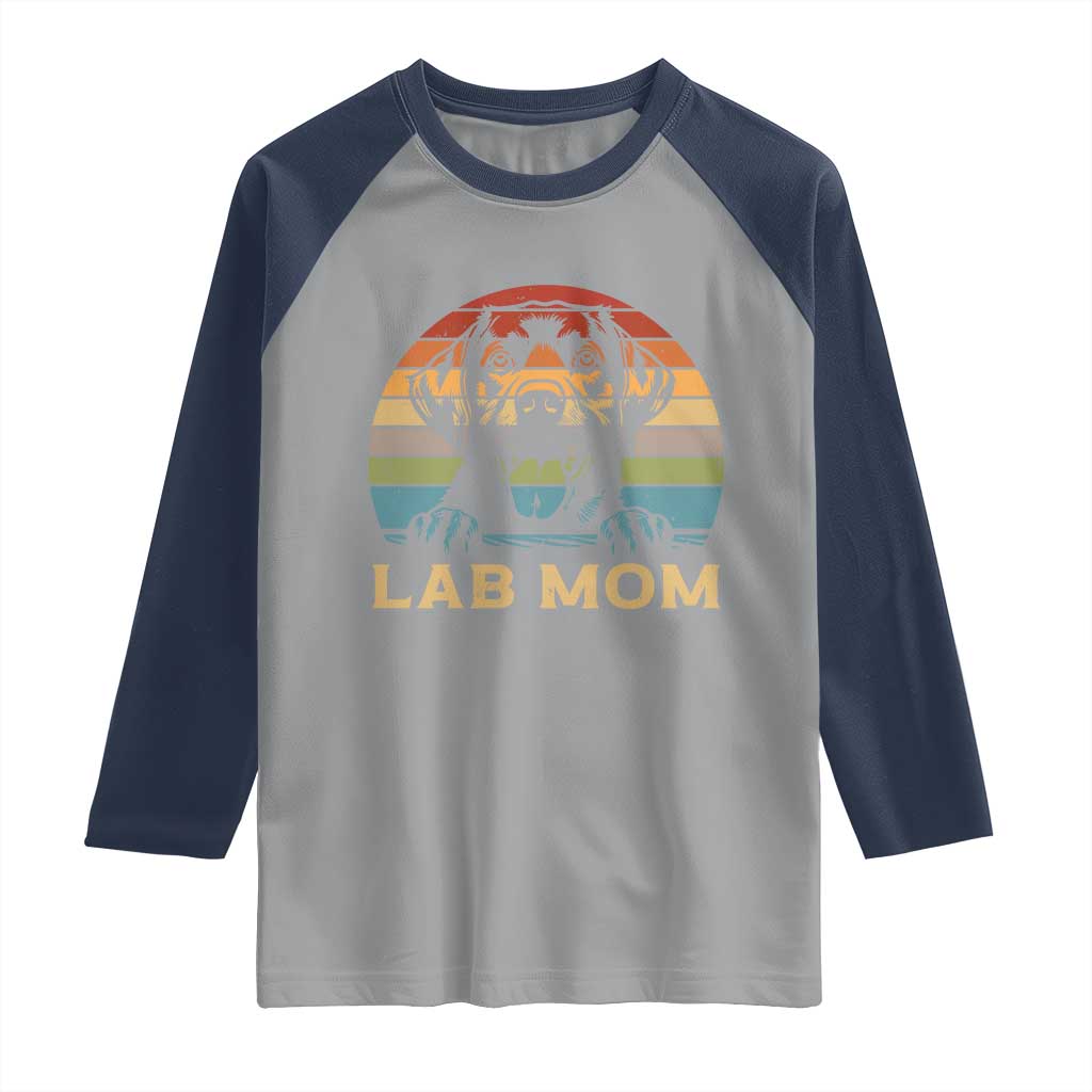 Lab Mom Raglan Shirt Retro Sunset Dog Mom Gift - Wonder Print Shop