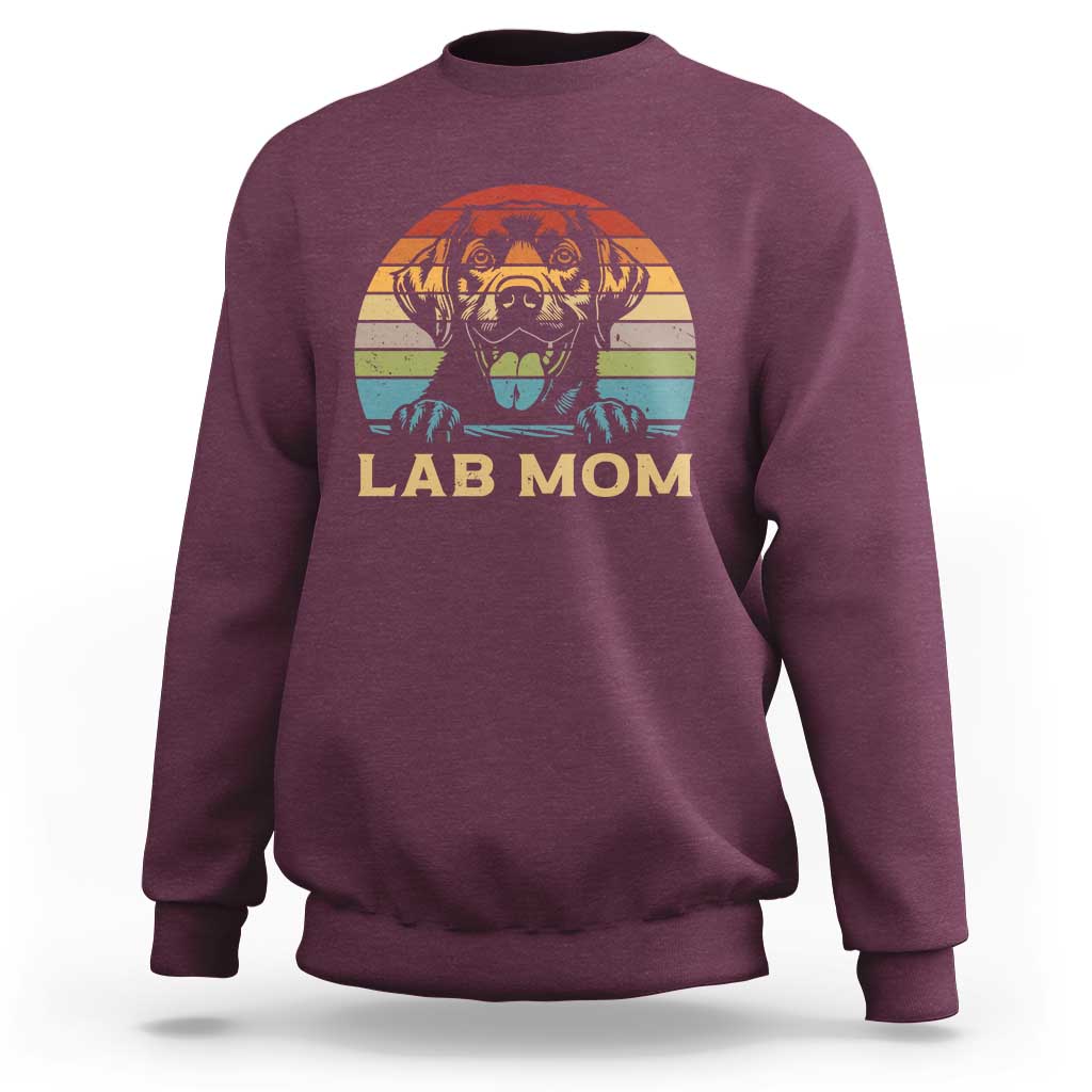 Lab Mom Sweatshirt Retro Sunset Dog Mom Gift - Wonder Print Shop