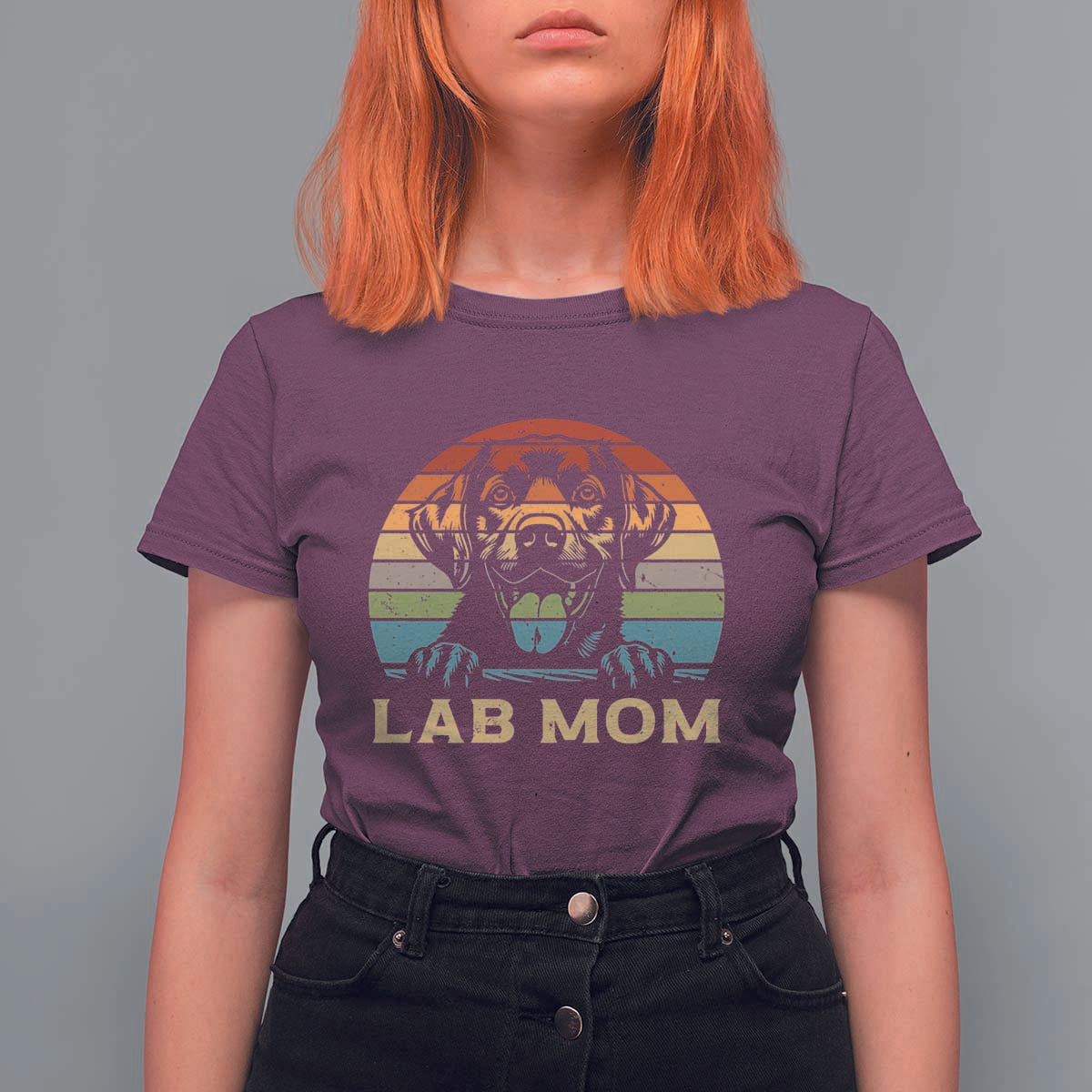 Lab Mom T Shirt For Women Retro Sunset Dog Mom Gift - Wonder Print Shop