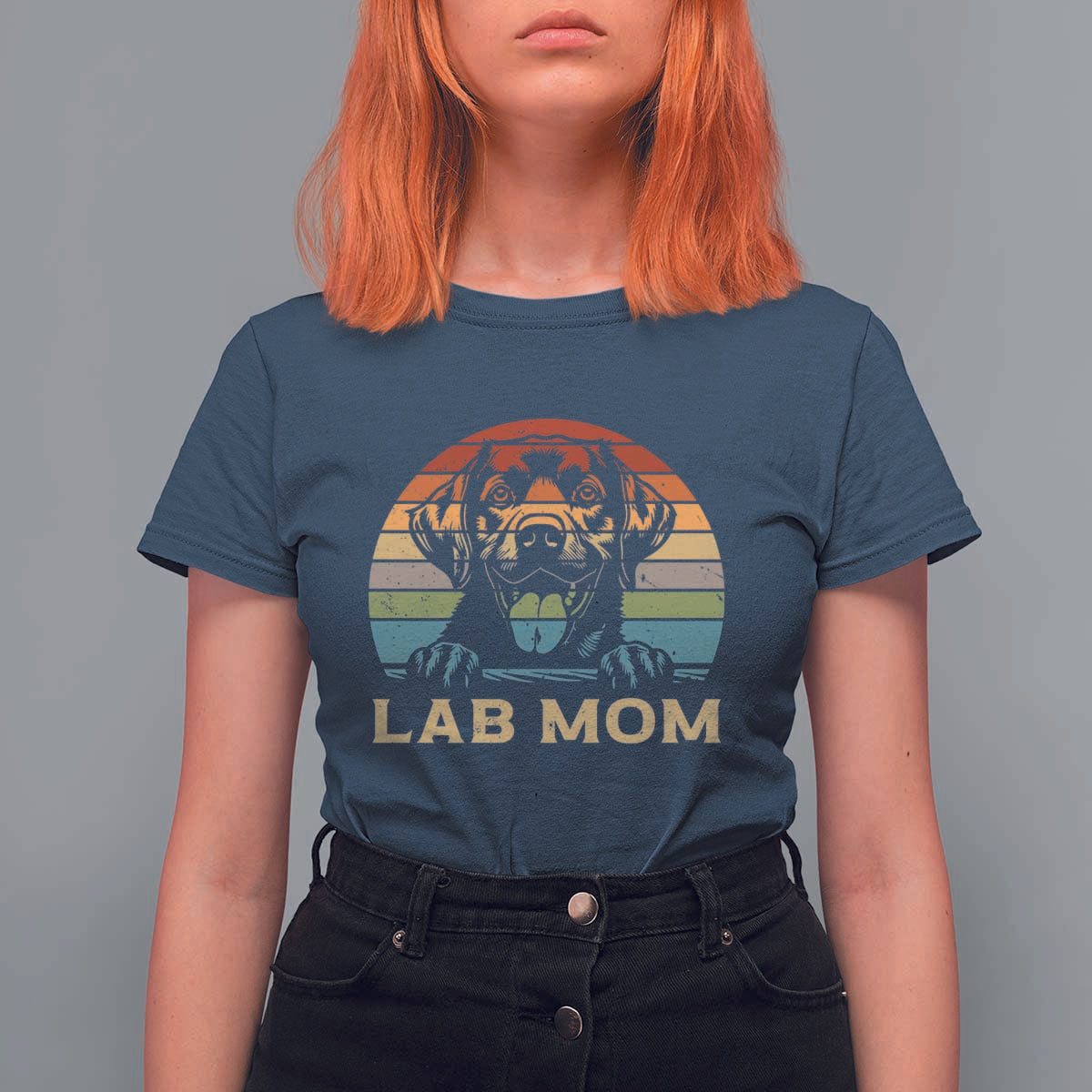Lab Mom T Shirt For Women Retro Sunset Dog Mom Gift - Wonder Print Shop