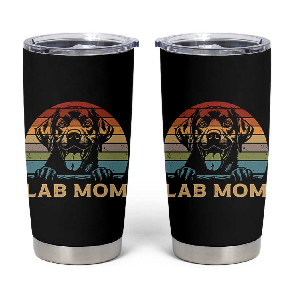 Lab Mom Tumbler Cup Retro Sunset Dog Mom Gift - Wonder Print Shop