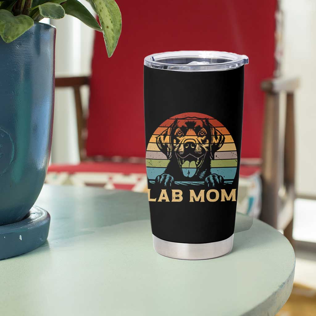 Lab Mom Tumbler Cup Retro Sunset Dog Mom Gift - Wonder Print Shop