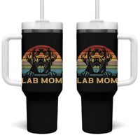 Lab Mom Tumbler With Handle Retro Sunset Dog Mom Gift - Wonder Print Shop