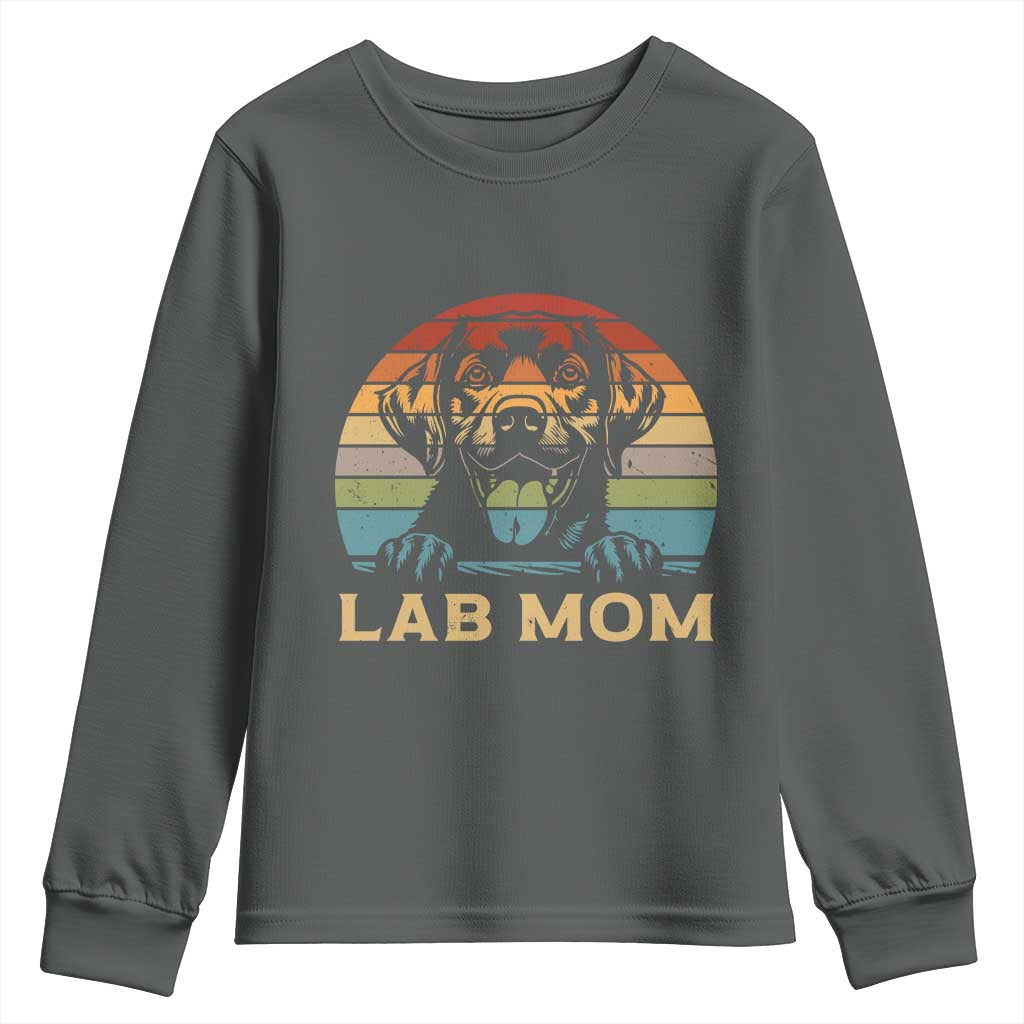 Lab Mom Youth Sweatshirt Retro Sunset Dog Mom Gift - Wonder Print Shop