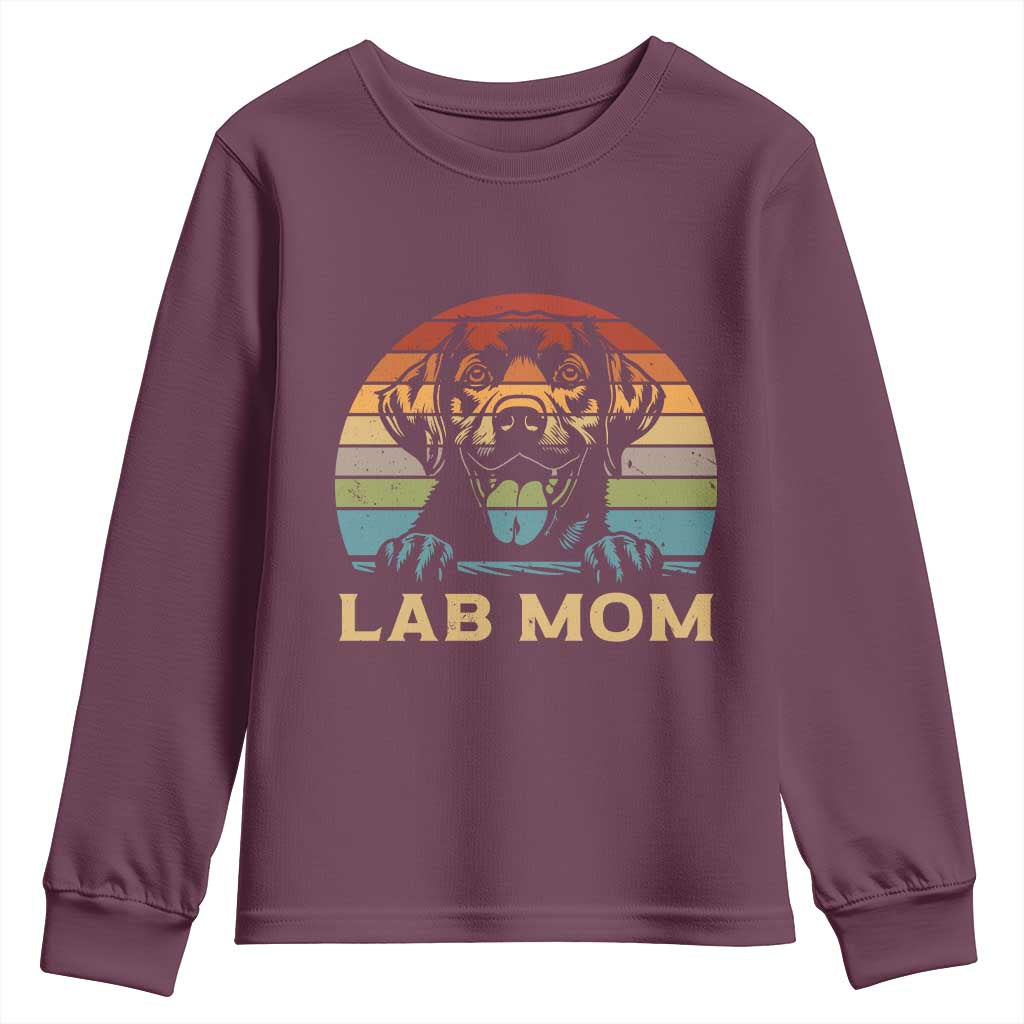 Lab Mom Youth Sweatshirt Retro Sunset Dog Mom Gift - Wonder Print Shop