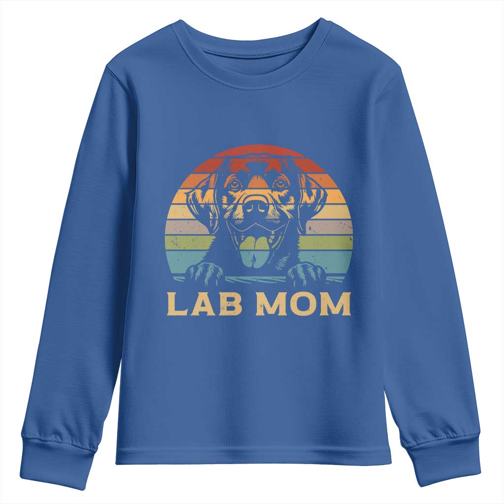 Lab Mom Youth Sweatshirt Retro Sunset Dog Mom Gift - Wonder Print Shop