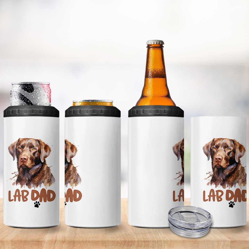 Chocolate Labrador Retriever Dad 4 in 1 Can Cooler Tumbler Dog Lover Gift - Wonder Print Shop