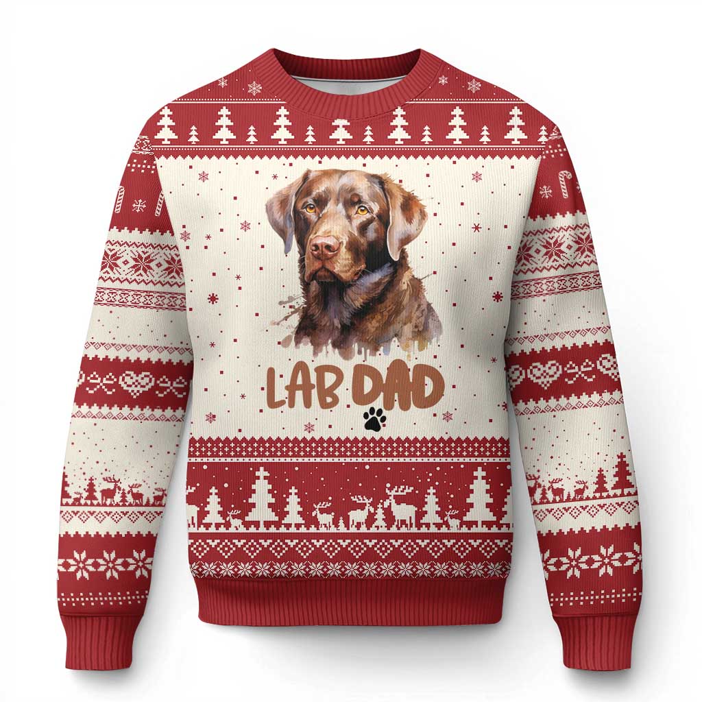 Chocolate Labrador Retriever Dad Ugly Christmas Sweater Dog Lover Gift - Wonder Print Shop