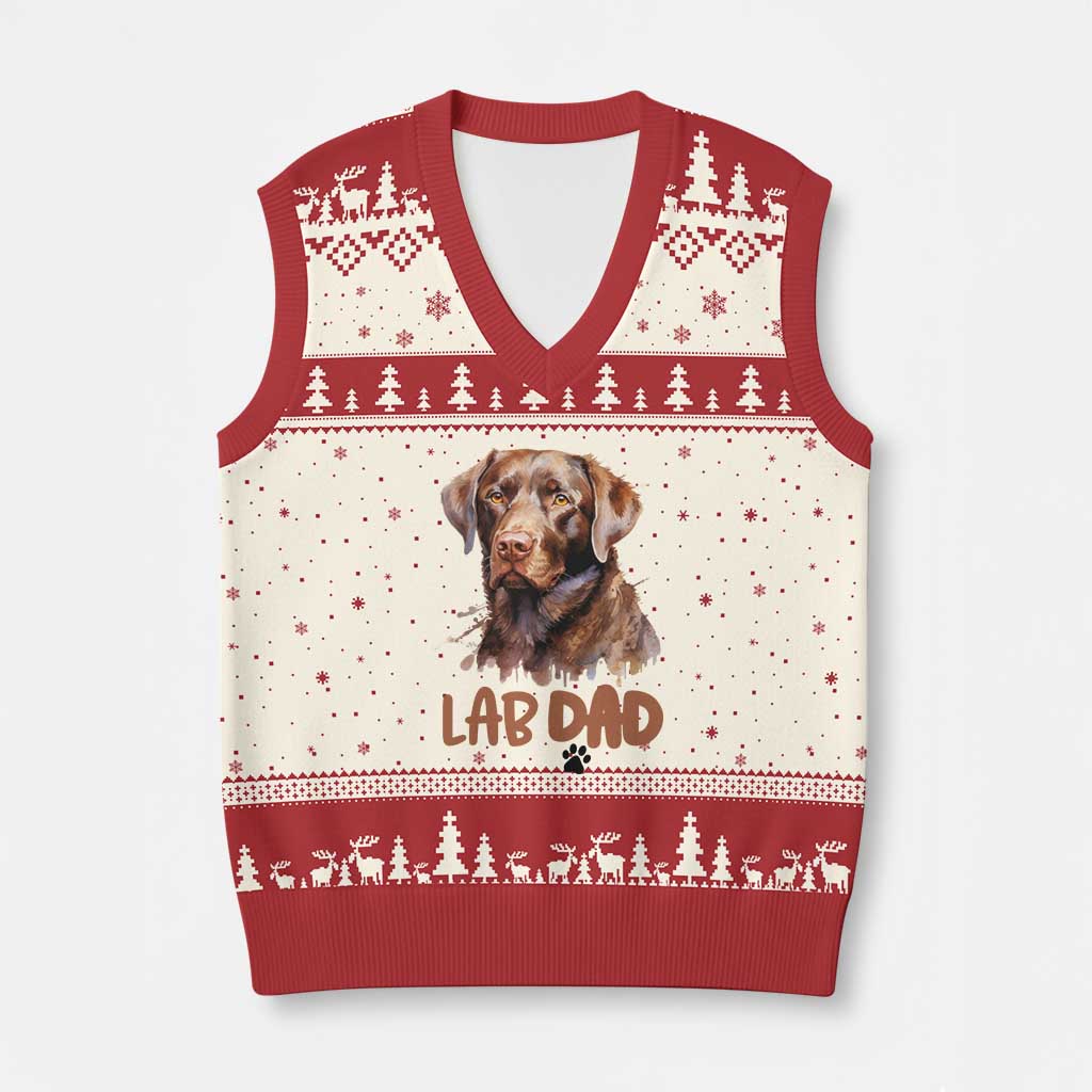 Chocolate Labrador Retriever Dad V-Neck Knit Sweater Vest Dog Lover Gift - Wonder Print Shop