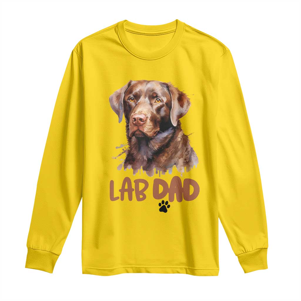 Chocolate Labrador Retriever Dad Long Sleeve Shirt Dog Lover Gift - Wonder Print Shop