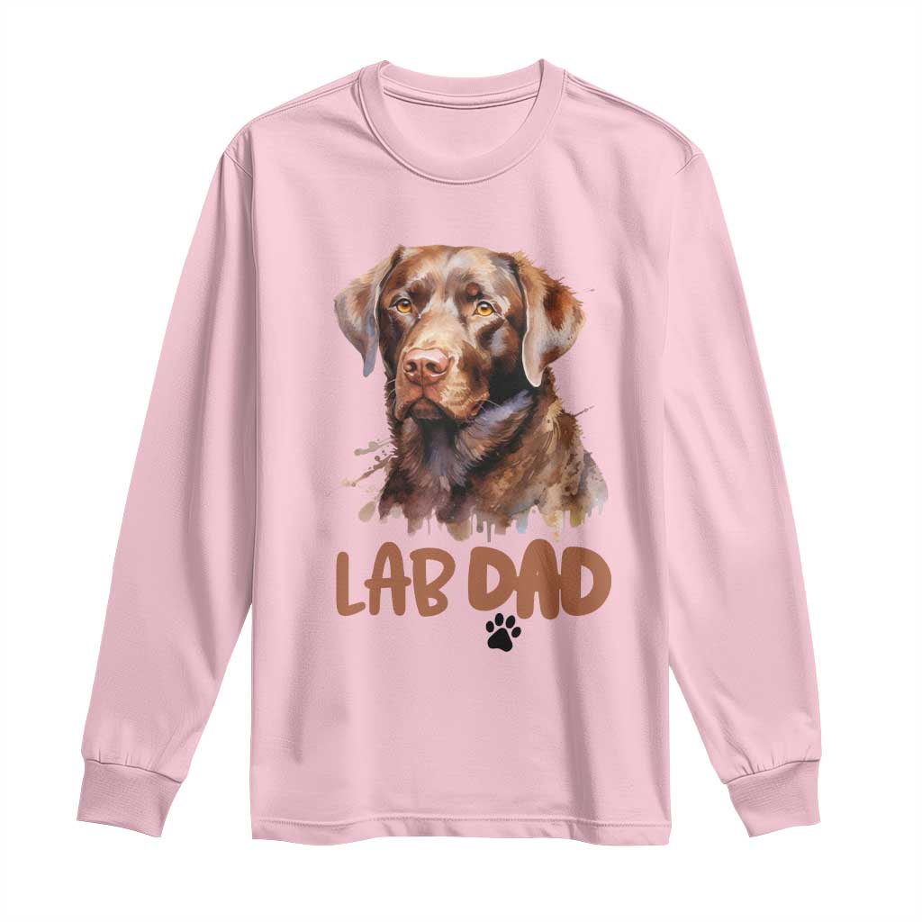 Chocolate Labrador Retriever Dad Long Sleeve Shirt Dog Lover Gift - Wonder Print Shop