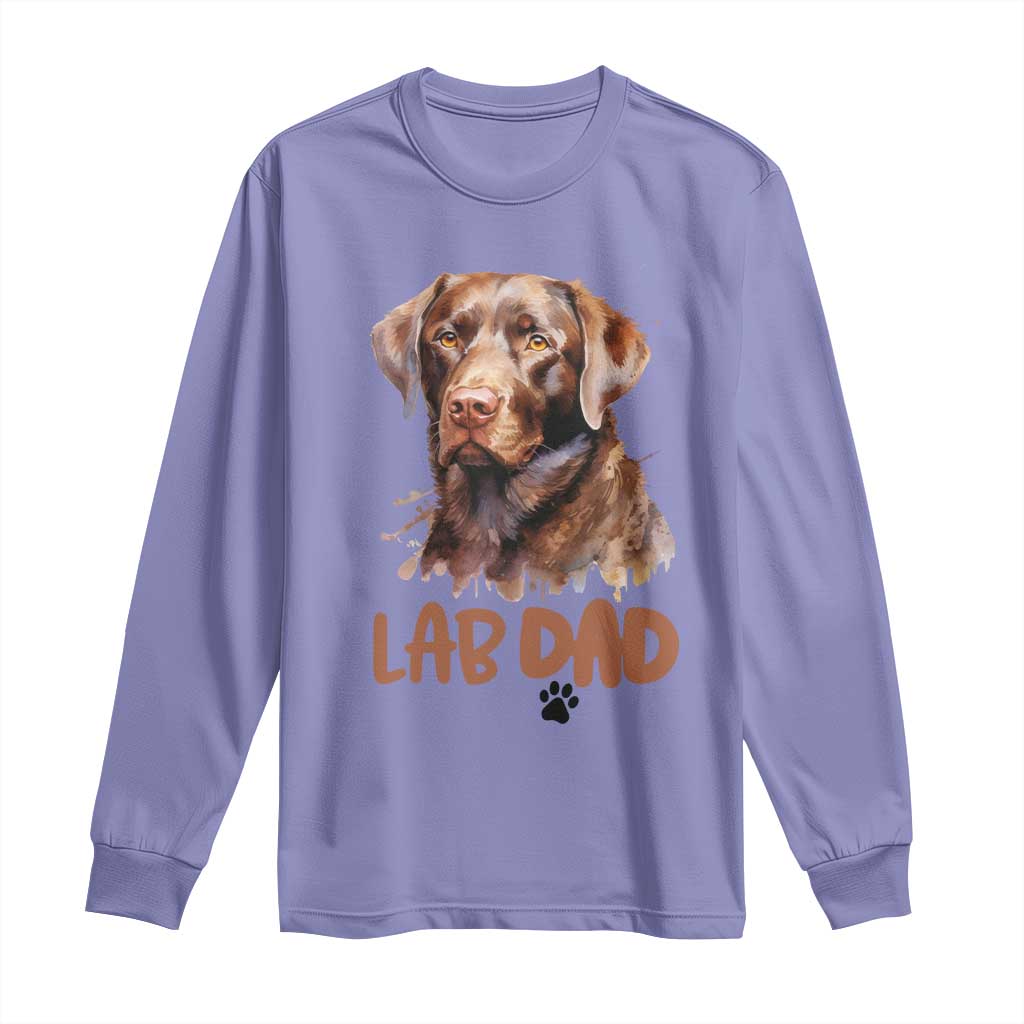 Chocolate Labrador Retriever Dad Long Sleeve Shirt Dog Lover Gift - Wonder Print Shop