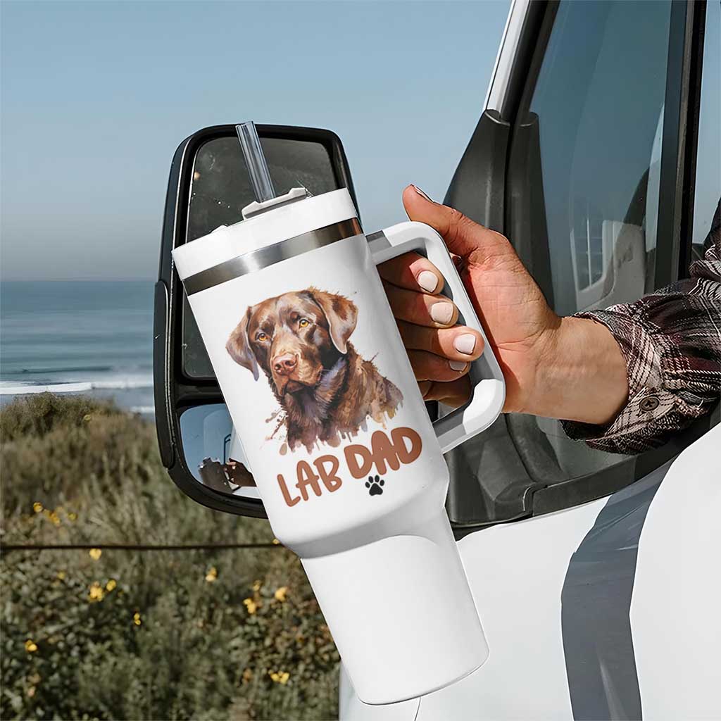 Chocolate Labrador Retriever Dad Tumbler With Handle Dog Lover Gift - Wonder Print Shop