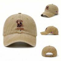 Chocolate Labrador Retriever Dad Washed Cotton Baseball Cap Dog Lover Gift