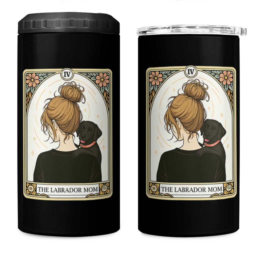 Black Labrador Mom 4 in 1 Can Cooler Tumbler Funny Tarot Card Dog Lover Gift - Wonder Print Shop