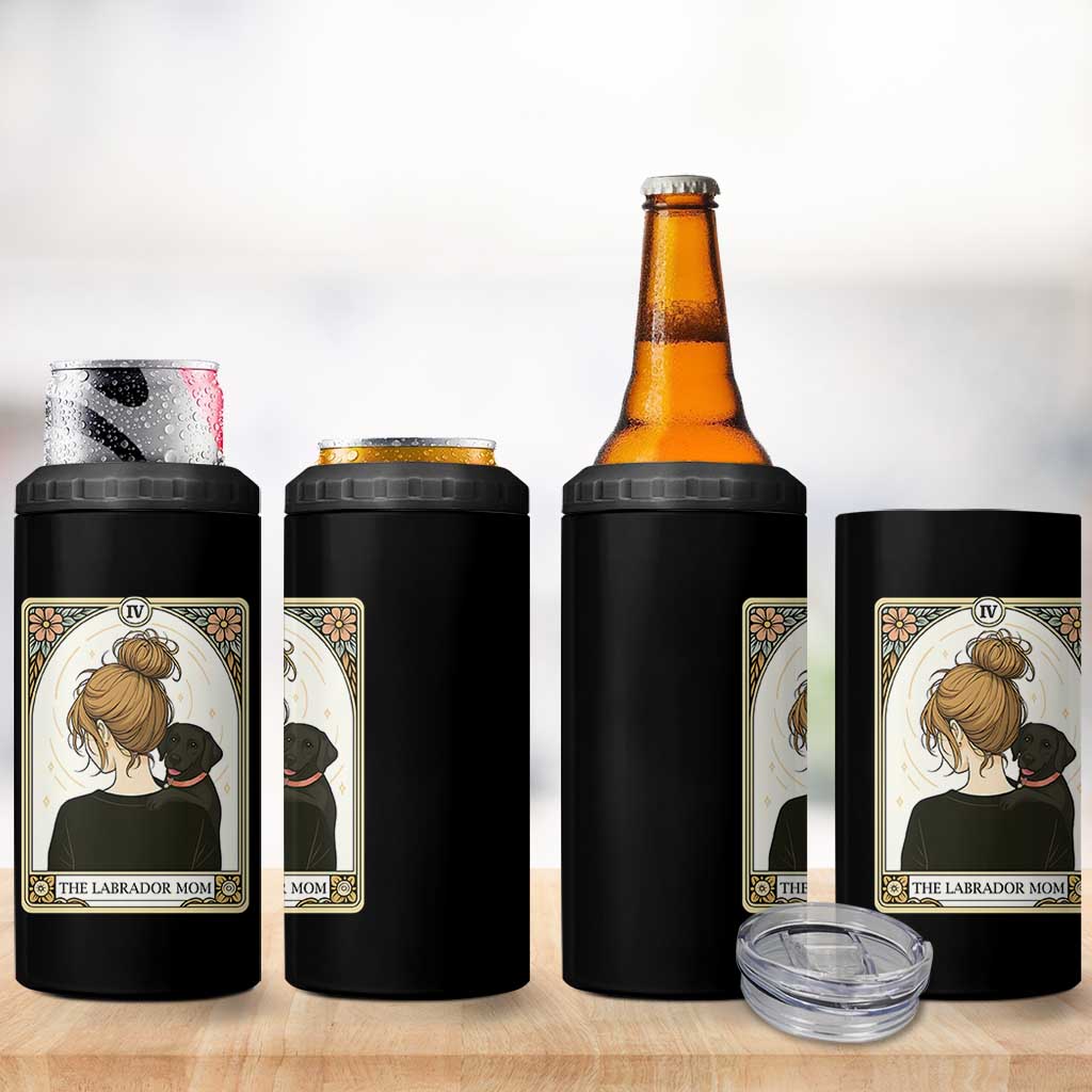 Black Labrador Mom 4 in 1 Can Cooler Tumbler Funny Tarot Card Dog Lover Gift - Wonder Print Shop