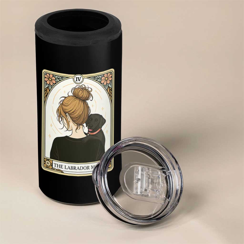 Black Labrador Mom 4 in 1 Can Cooler Tumbler Funny Tarot Card Dog Lover Gift - Wonder Print Shop