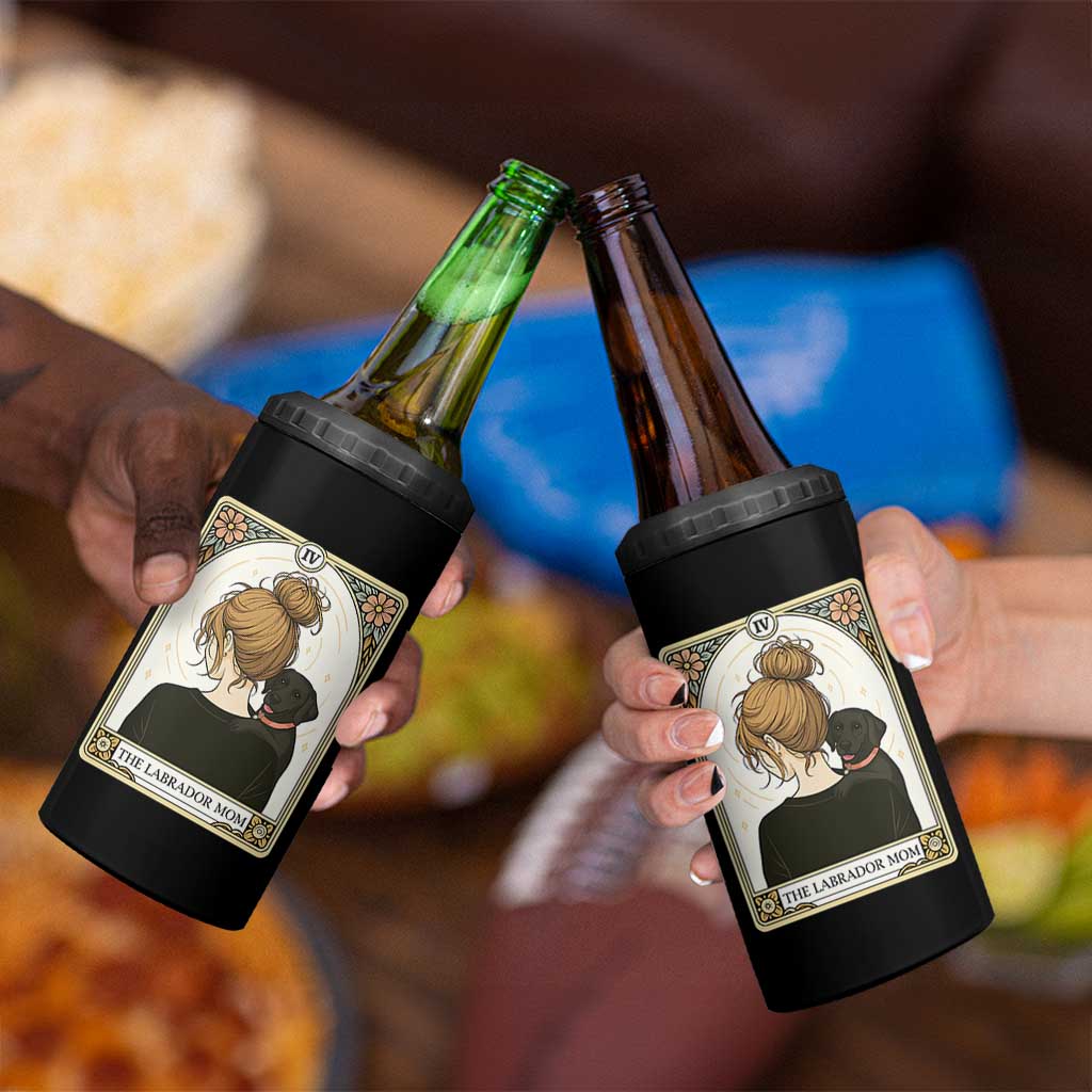 Black Labrador Mom 4 in 1 Can Cooler Tumbler Funny Tarot Card Dog Lover Gift - Wonder Print Shop