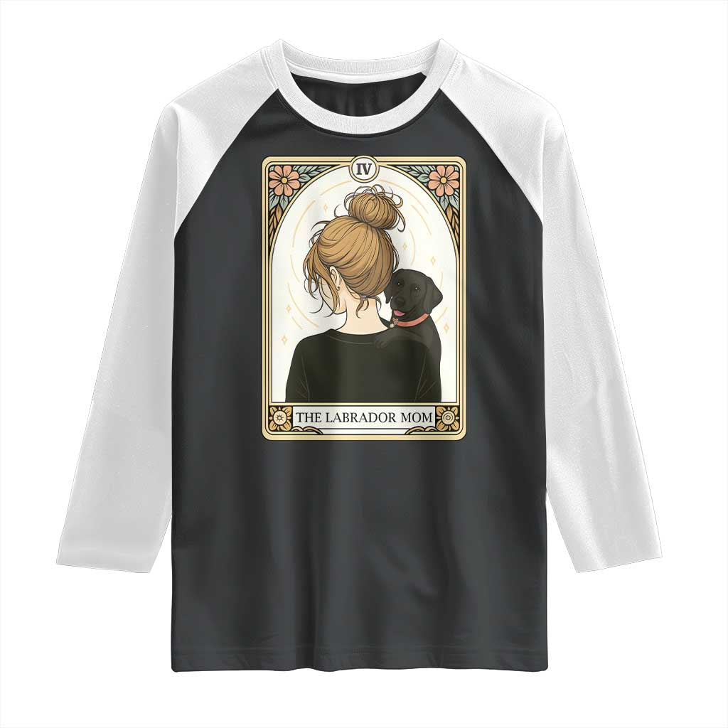 Black Labrador Mom Raglan Shirt Funny Tarot Card Dog Lover Gift - Wonder Print Shop