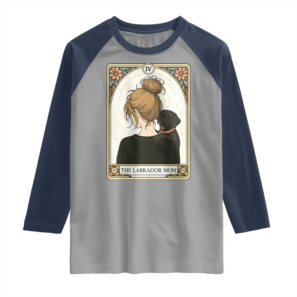 Black Labrador Mom Raglan Shirt Funny Tarot Card Dog Lover Gift - Wonder Print Shop