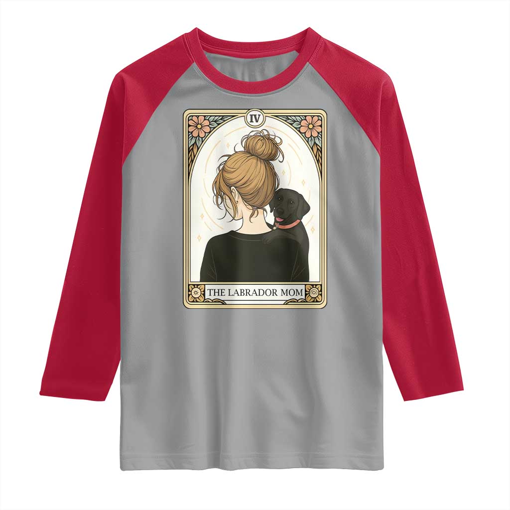 Black Labrador Mom Raglan Shirt Funny Tarot Card Dog Lover Gift - Wonder Print Shop