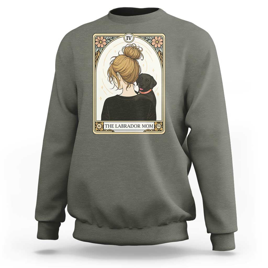 Black Labrador Mom Sweatshirt Funny Tarot Card Dog Lover Gift - Wonder Print Shop