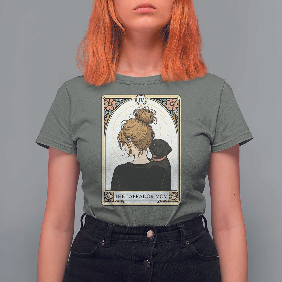 Black Labrador Mom T Shirt For Women Funny Tarot Card Dog Lover Gift - Wonder Print Shop