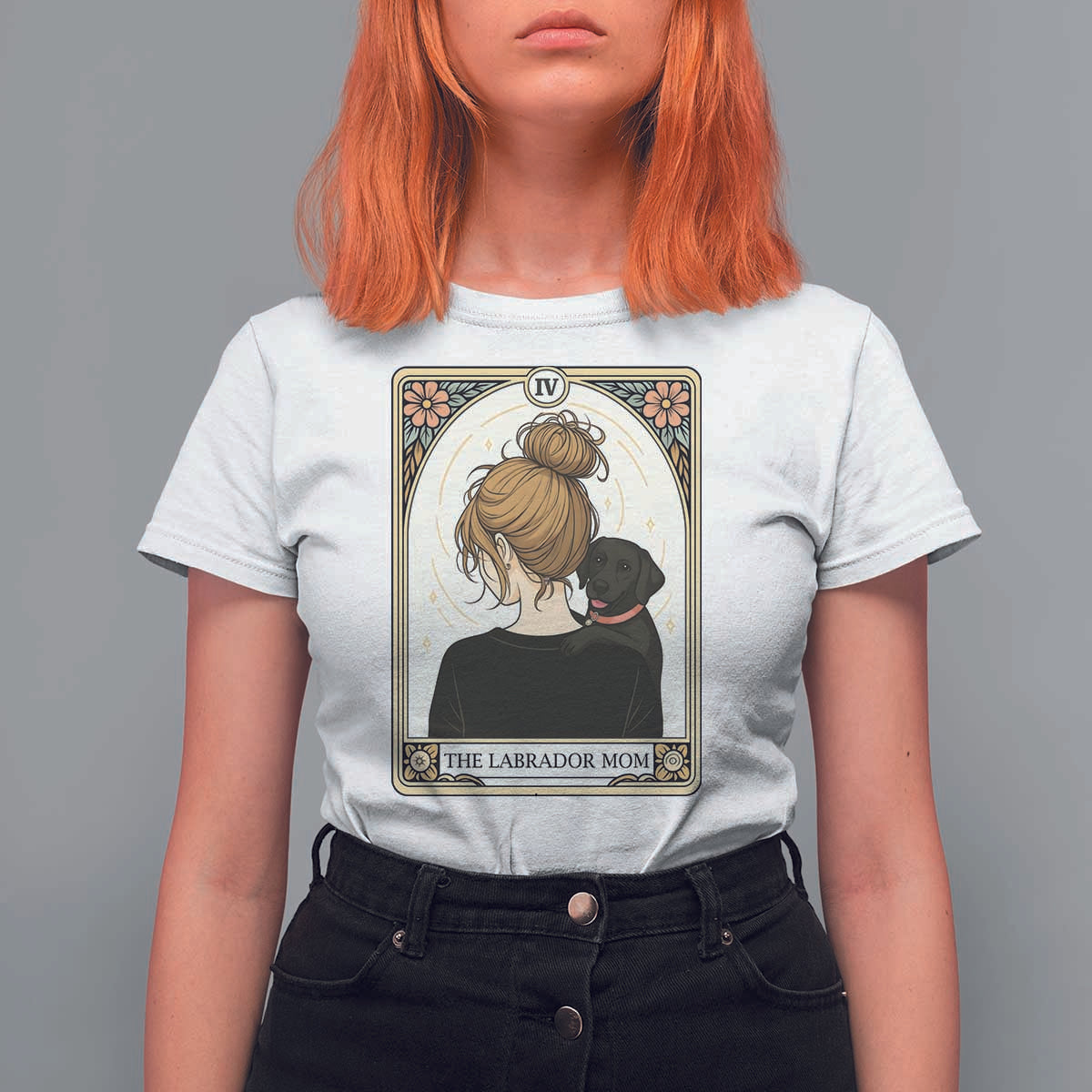 Black Labrador Mom T Shirt For Women Funny Tarot Card Dog Lover Gift - Wonder Print Shop