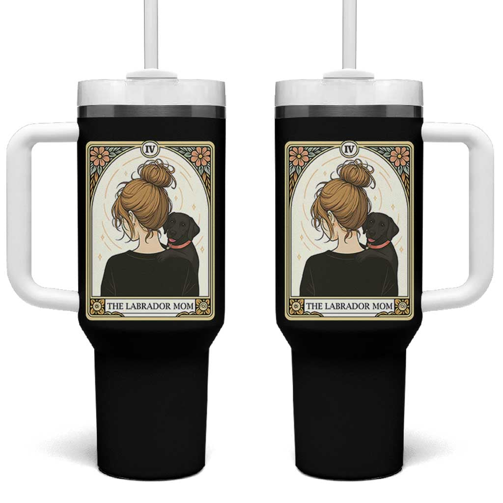 Black Labrador Mom Tumbler With Handle Funny Tarot Card Dog Lover Gift - Wonder Print Shop