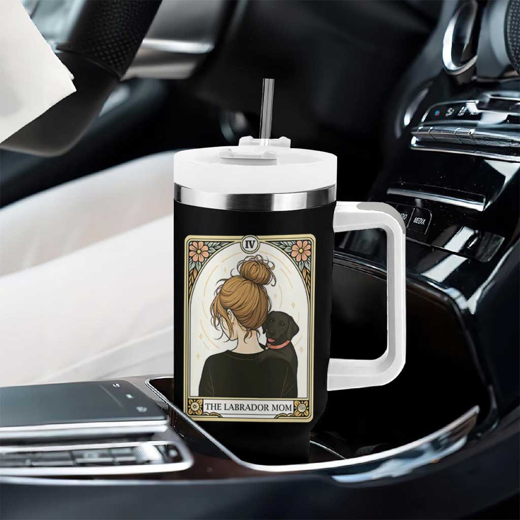 Black Labrador Mom Tumbler With Handle Funny Tarot Card Dog Lover Gift - Wonder Print Shop
